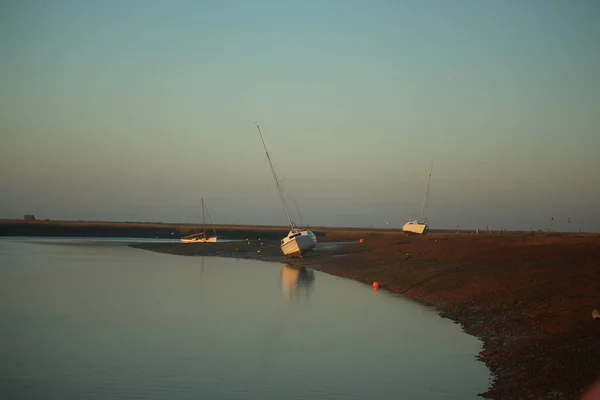 Pôr Sol Sobre Pântanos Das Marés Fora Blakeney Norfolk Inglaterra — Fotografia de Stock