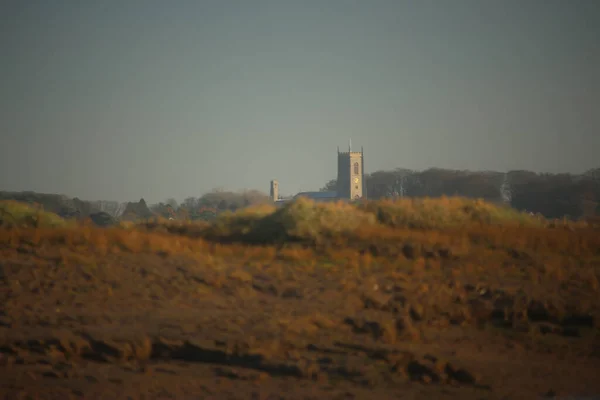 Západ Slunce Nad Přílivovými Bažinami Blakeney Norfolku Anglie Podzim — Stock fotografie