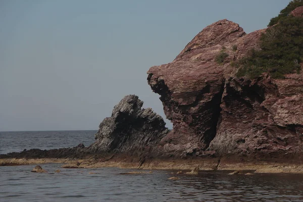 Climbing Rocks Swimming Crystal Waters Aphrodite Beach Cyprus — ストック写真