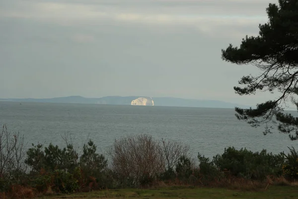 Exploring Studland Bay Views Bournemouth Isle Wight Beach Middle Winter — Foto Stock