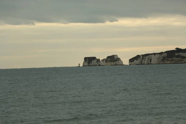 Exploring Studland Bay Views Bournemouth Isle Wight Beach Middle Winter — Zdjęcie stockowe