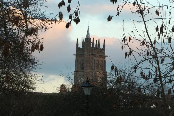 英国赫特福德的树梢和教堂尖塔 — 图库照片