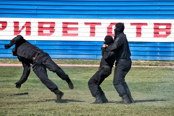 警察Swatチーム運用訓練 ロシアのアバカン 2018年8月21日 — ストック写真