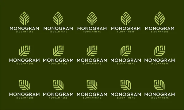 Verzameling Van Monogram Logo Investerings Groeilogo Iconen Voor Zakelijke Financiering — Stockvector