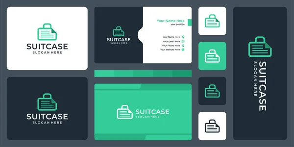 Логотип Чемодана Логотип Документа Дизайн Визитки — стоковый вектор