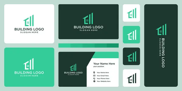 Hausbau Logo Und Visitenkarten Design Vorlage Vektorprämie — Stockvektor