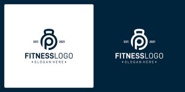 Halter logosu şekilleri ve ilk harf P. premium vektör kombinasyonu..