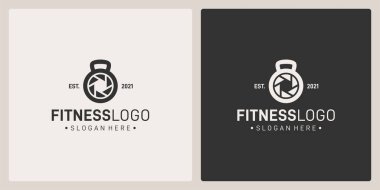 Halter logosu şekli ve kamera lensi logosu. vektör değeri.