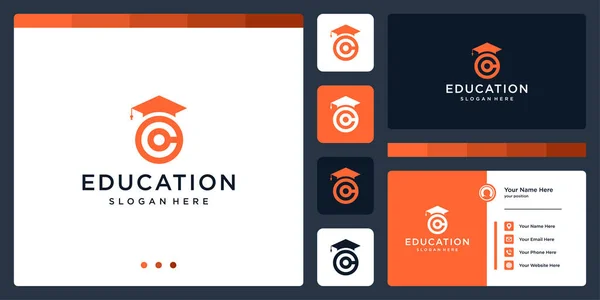 College Laureato Campus Educazione Logo Design Logo Lettera Iniziale Biglietto — Foto Stock