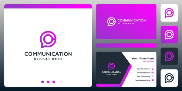 Λογότυπο Creative Chat Και Λογότυπο Σχεδιασμός Επαγγελματικής Κάρτας — Διανυσματικό Αρχείο