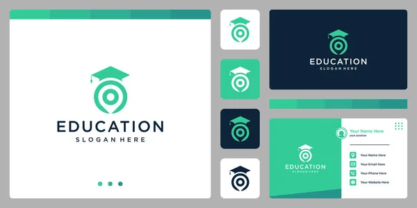 College Graduate Campus Bildung Logodesign Und Locations Logo Visitenkarte — Stockvektor