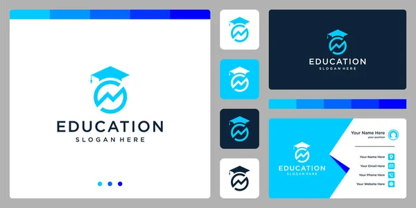 College Laureato Campus Educazione Logo Design Logo Analitico Biglietto Visita — Vettoriale Stock