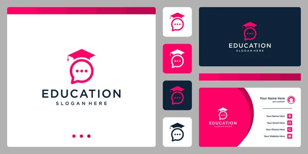 College Graduate Campus Bildung Logodesign Und Chat Logos Visitenkarte — Stockvektor