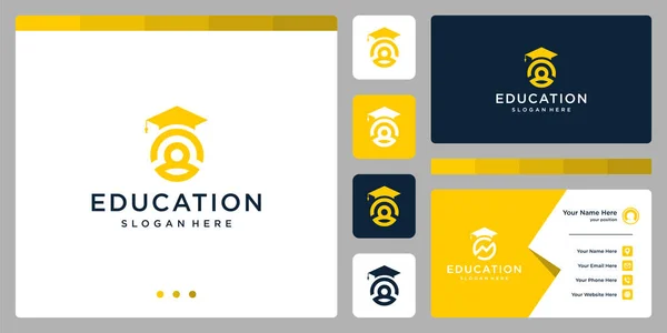 College Graduate Campus Bildung Logodesign Und Logos Der Menschen Visitenkarte — Stockvektor