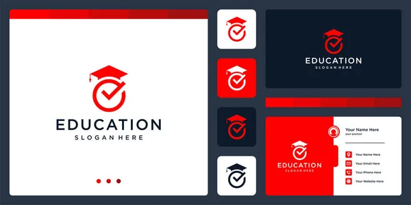 College Laureato Campus Educazione Logo Design Controlla Logo Del Marchio — Vettoriale Stock
