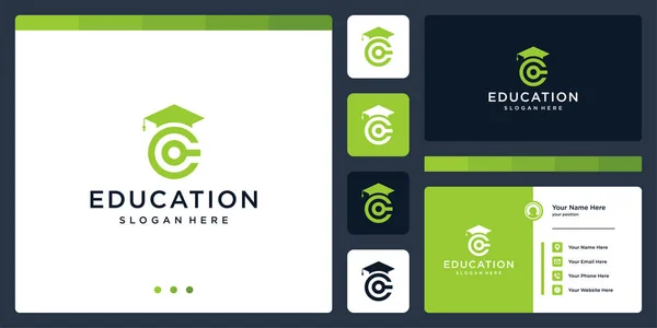 Högskola Examen Campus Utbildning Logotyp Design Och Logotyp Första Bokstaven — Stock vektor