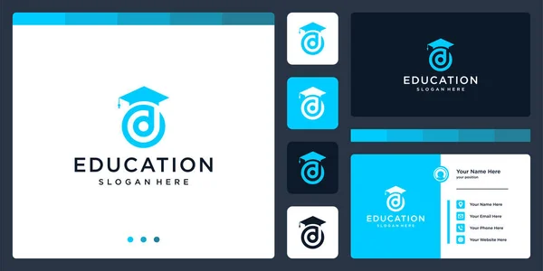 College Laureato Campus Educazione Logo Design Logo Lettera Iniziale Biglietto — Vettoriale Stock