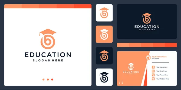 College Laureato Campus Educazione Logo Design Logo Iniziale Lettera Biglietto — Vettoriale Stock