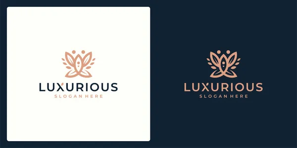 Luxury Logo Design Concept Flower Lotus Logo Beauty Spa Logo — Image vectorielle