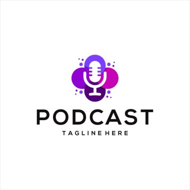 Podcast mikrofon tasarım logosu ve çiçek logosu.