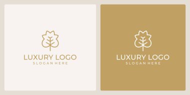 Soyut çizgi modelli lüks çiçek güzelliği logosu.