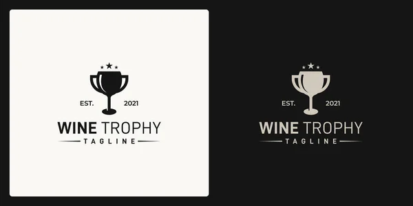 Şarap Kadehinin Şekli Kupa Şeklinin Birleşimi Logo Retro Vintage Klasik — Stok Vektör