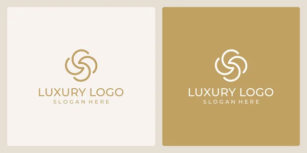 Luxe Fleur Beauté Logo Avec Abstrait Ligne Modèle — Image vectorielle