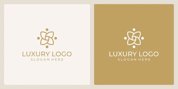 Logotipo Beleza Flor Luxo Com Modelo Linha Abstrata — Vetor de Stock