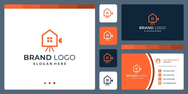 Logo Qui Combine Des Formes Maison Des Formes Abstraites Caméra — Image vectorielle