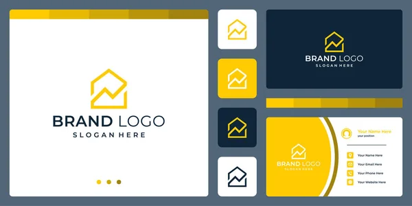 Logotipo Que Combina Formas Casa Analítica Cartões Comerciais — Vetor de Stock