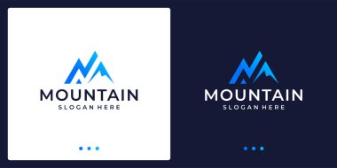 Çizgili yaratıcı dağ logosu. Modern pazarlamanın sembolü, analitik. Premium Vektörü