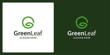 İlk harf G ve yaprak şekli. Düz logo, minimalist ve basit stil.