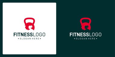 Halter logosu ilham ve fitness kadını logosu. premium vektörü