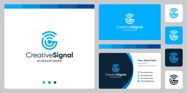Lettre Initiale Créative Logo Avec Signal Wifi Logo Modèle Conception — Image vectorielle
