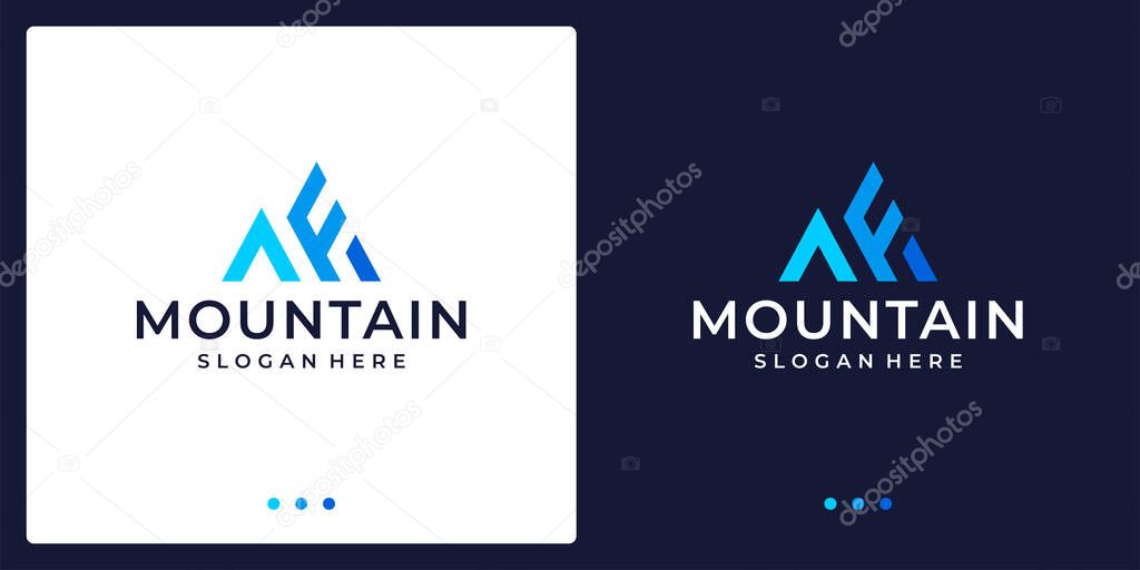 Abstract creative mountain logo with initial letters A and F. Vector Premium.