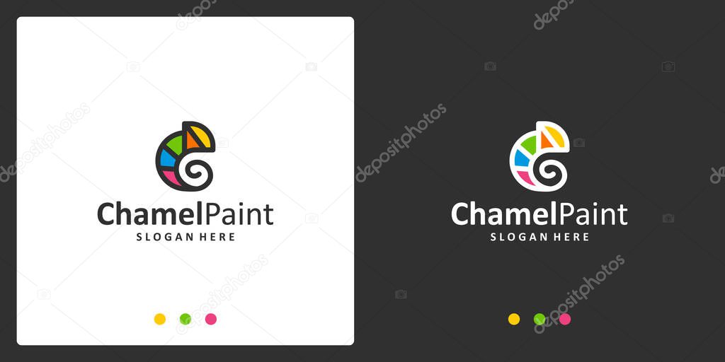 Chameleon logo inspiration and watercolor logo. premium vectors.