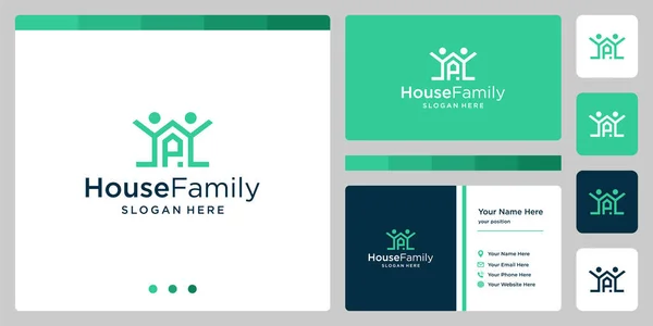Logotipo Design Construção Casa Com Logotipo Família Letra Inicial Design — Vetor de Stock