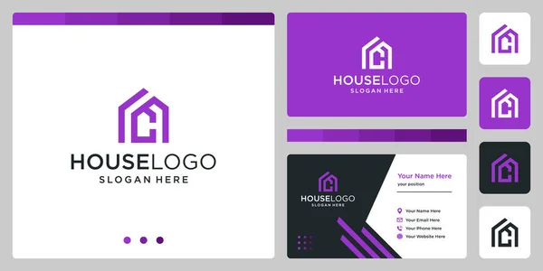 Logotipo Projeto Edifício Casa Com Iniciais Letra Projeto Cartão Visita — Vetor de Stock