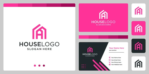 Logotipo Projeto Edifício Casa Com Iniciais Letra Projeto Cartão Visita — Vetor de Stock