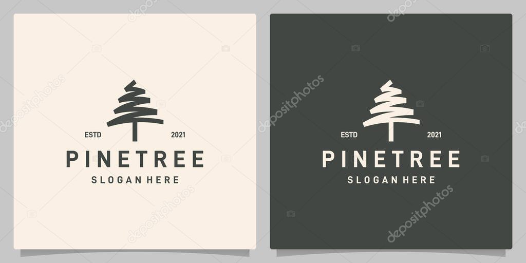 Vintage pine tree design logo vector, Evergreen logo design inspiration. Premium vector