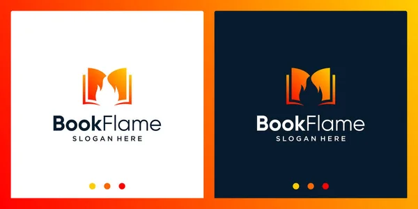 Open Book Logo Design Inspiration Fire Design Logo Vecteur Premium — Image vectorielle
