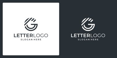 Alfabe harfleri. Baş harfleri G logosu ve çizgi modelleri. Premium vektörü