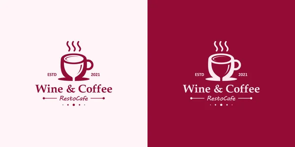 Einfache Minimalistische Retro Vintage Café Logo Und Weinglas Design Vektorvorlage — Stockvektor