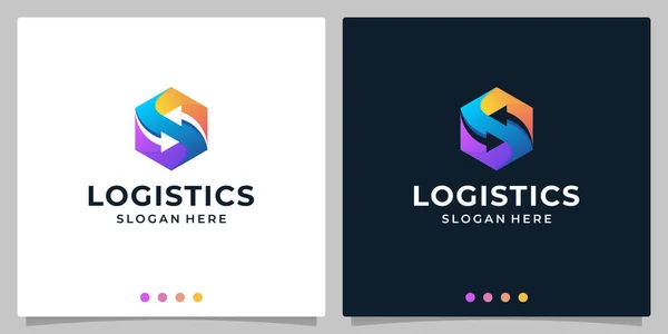Modèle Conception Logo Paquet Boîte Vector Logistics Company Logo Avec — Image vectorielle