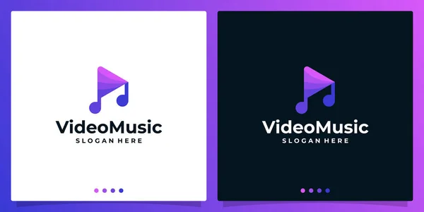 Diseño Del Logotipo Música Vector Con Botón Reproducción Vídeo Plantilla — Archivo Imágenes Vectoriales