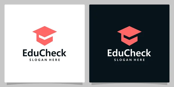 College Graduate Campus Bildung Logodesign Und Häkchen Logo — Stockvektor