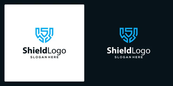 Lettre Initiale Avec Logo Shield Illustration Conception Icône Vectorielle Sécurisé — Image vectorielle