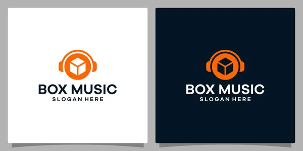 Modèle Conception Logo Musique Casque Logo Avec Boîte Logistique Vecteur — Image vectorielle