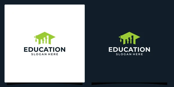 Üniversite Mezuniyet Şapkası Kampüs Eğitim Logosu Tasarımı Başarılı Şirket Logosu — Stok Vektör