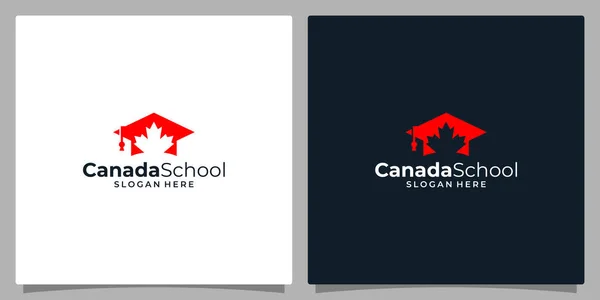 College Graduate Cap Campus Bildung Logo Design Und Ahornblatt Logo — Stockvektor